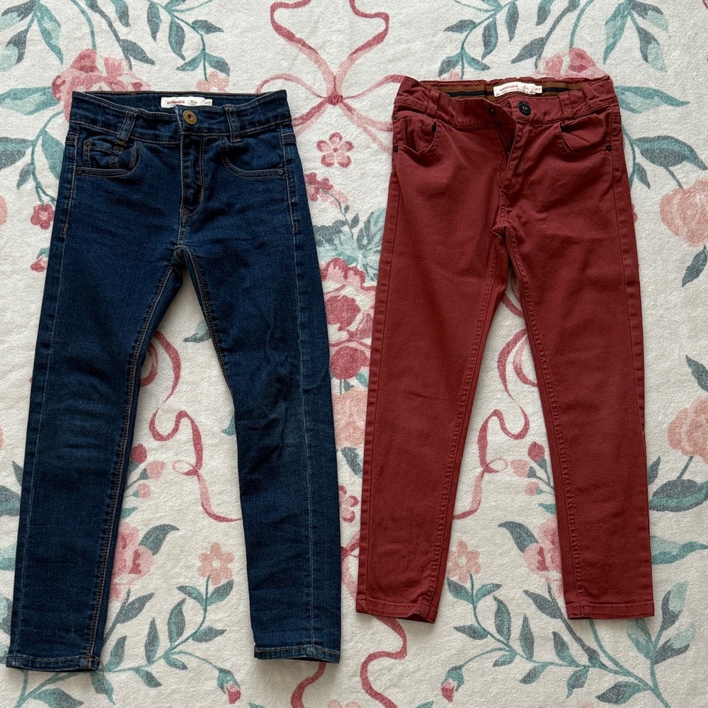 Catamini Designer Stylish Kids Denim and Red Pants Set